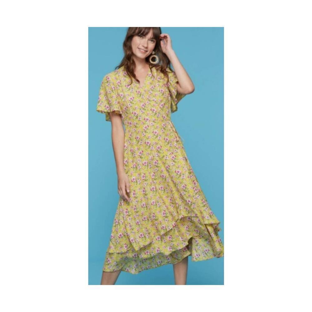ROLLER RABBIT PRANA FILENA YELLOW WRAP DRESS SM